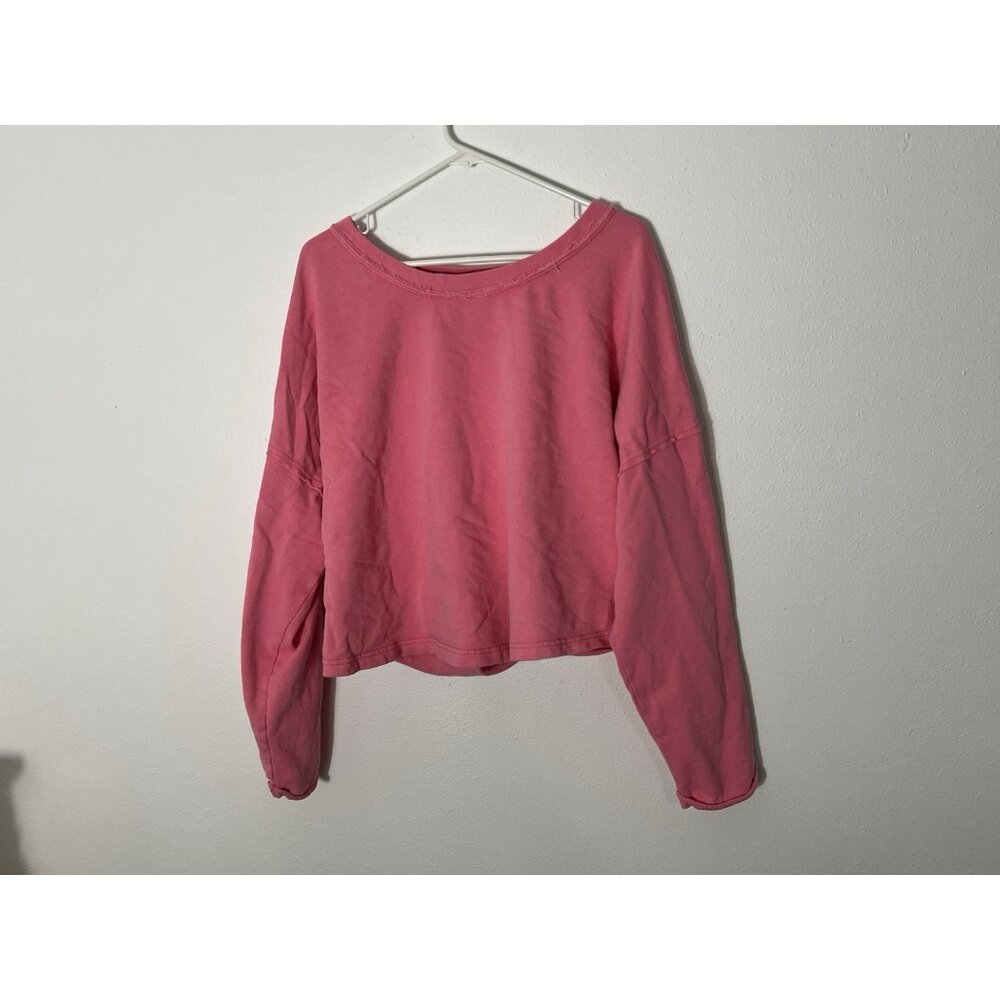 Free People Cropped Pink Pullover Sweatshirt